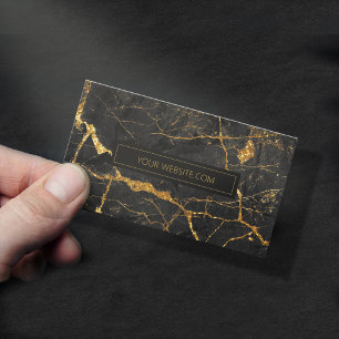 Eenvoudig Marble Black en Gold Std ID672 Visitekaartje