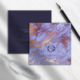 Eenvoudig Marble Logo Paars Gold Navy ID672 Vierkante Visitekaartje