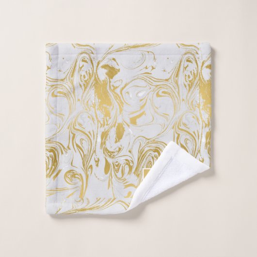 Eenvoudig Marble Monogram Gold White Marble Bad Handdoek (Wasdoekje)