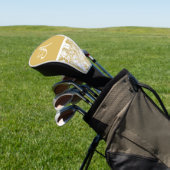 Eenvoudig Marble Monogram Gold White Marble Golfheadcover (Insitu)