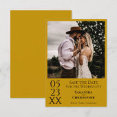 Eenvoudig Marigold Modern Minimal Photo Wedding Save The Date (Voorkant / Achterkant)