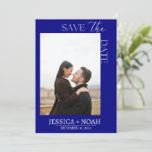 Eenvoudig marineblauw Bewaar de datum bruiloft uit Kaart (Staand voorkant)