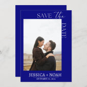 Eenvoudig marineblauw Bewaar de datum bruiloft uit Kaart (Voorkant / Achterkant)