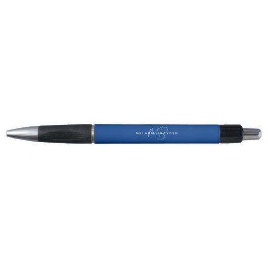 Eenvoudig marineblauw minimalistisch monogram pen (Voorkant)