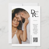 Eenvoudig marineblauw Modern Minimal Arch Foto QR Kaart (Achterkant)