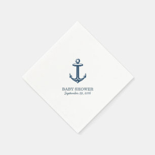 Eenvoudig marineslauw Anchor Nautical Baby shower Servetten