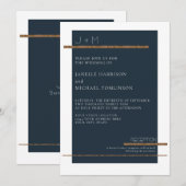 Eenvoudig marinesultaat blauw, minimaal modern gou kaart (Voorkant / Achterkant)