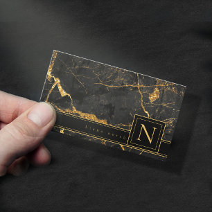 Eenvoudig marmer Monogram Gold/Black Std ID672 Visitekaartje