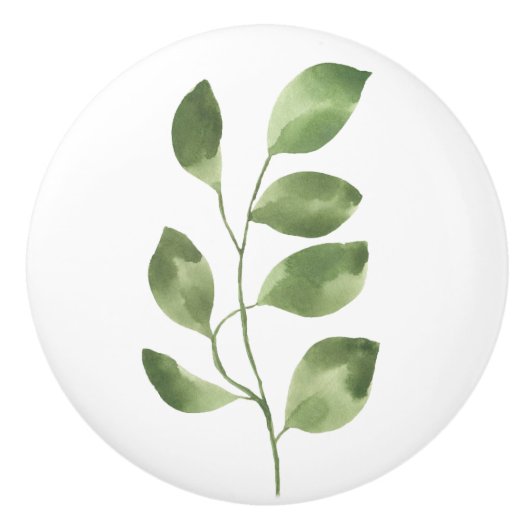 Eenvoudig mass Green Botanical Leaf Keramische Knop (Voorkant)
