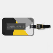 Eenvoudig Matig Geel Geel en Zwart Geo Bagagelabel (Voorkant horizontaal)