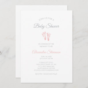 Eenvoudig meisje Baby shower kostbare roze voetafd Kaart