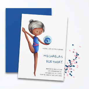 Eenvoudig Meisje Ritmische Gymnastiek Verjaardagsf Kaart