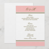Eenvoudig menu Blush Pink Weddenschap in stripe (Voorkant / Achterkant)