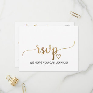 Eenvoudig menu Gold Calligraphy Keuze RSVP-Briefka