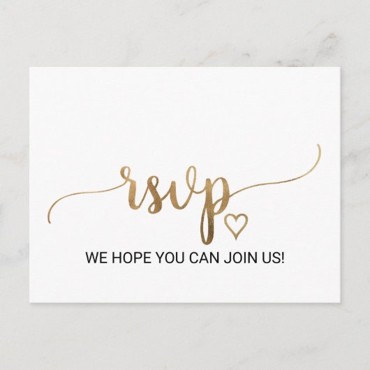 Eenvoudig menu Gold Calligraphy Keuze RSVP-Briefka (Voorkant)