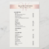 Eenvoudig menu met een modern monogram Roos Gold P (Voorkant)
