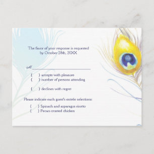 Eenvoudig menu Pacock Feather Wedding Menu (RSVP)