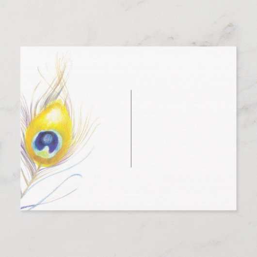 Eenvoudig menu Pacock Feather Wedding Menu (RSVP) (Achterkant)