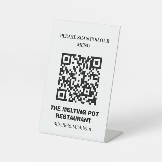 Eenvoudig menu QR-code Reclamebord Met Voetstuk (Voorkant)