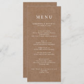 Eenvoudig menu Rustic Kraft Brown (Voorkant / Achterkant)