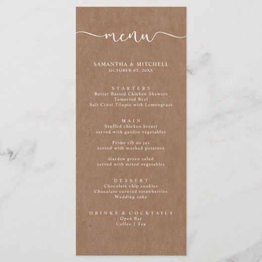 Eenvoudig menu Rustic Kraft Brown (Voorkant)