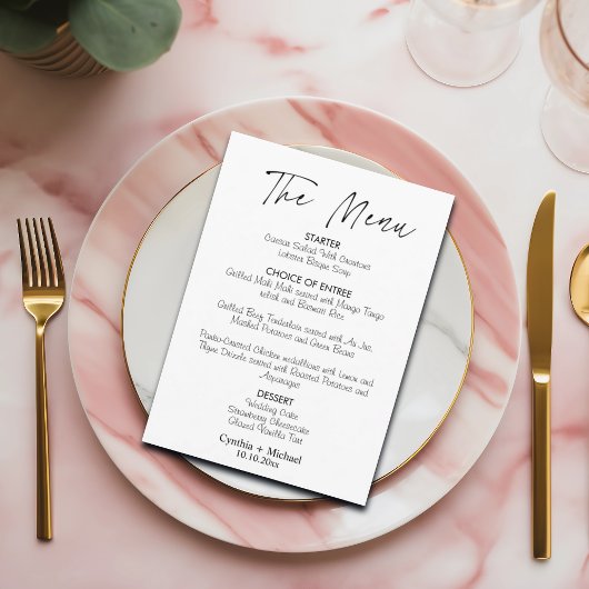 Eenvoudig menu Scriptbruiloft