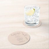 Eenvoudig menu Scriptroze grijze bruiloft Ronde Kartonnen Onderzetter (Insitu)