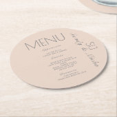 Eenvoudig menu Scriptroze grijze bruiloft Ronde Kartonnen Onderzetter (Gebogen)