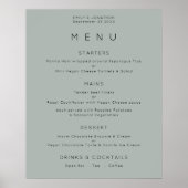 Eenvoudig menu Silvery Sage Green Wedding Poster (Voorkant)
