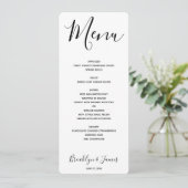 Eenvoudig menu Witte bruiloften in script (Staand voorkant)