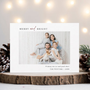 Eenvoudig 'Merry' en 'Bright Family Photo Landscap Feestdagenkaart
