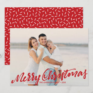 Eenvoudig Merry kerst Full Photo Rood Kaart