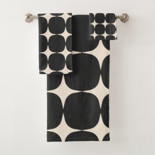 Eenvoudig midden eeuw modern elegant zwart patroon bad handdoek