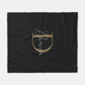 Eenvoudig Midnight Black Mossy Gold Script Monogra Fleece Deken (Voorkant (Horizontaal))