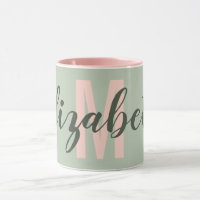 Eenvoudig Militair Licht Groen Blush Roze Monogram
