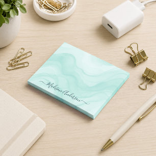 Eenvoudig Minimaal Aqua Turquoise Waterverf Gepers Post-it® Notes