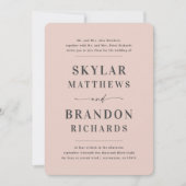 Eenvoudig minimaal Blush Pink Semi Formal Wedding Kaart (Voorkant)