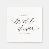 Eenvoudig Minimaal Bruidsdouche Script | Zwart Wit Servet (Voorkant)