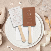 Eenvoudig minimaal chique blad monogram bruiloft p handwaaier