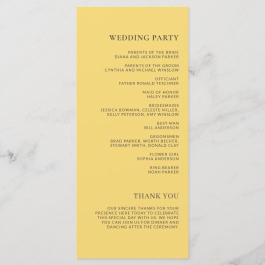 Eenvoudig minimaal citroendruppel geel huwelijkspr (Achterkant)