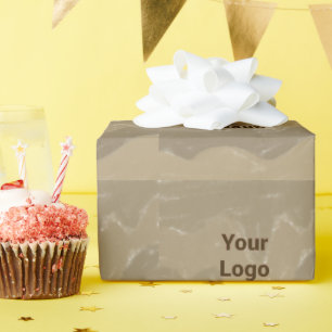 Eenvoudig minimaal elegant aangepast logo hier bed cadeaupapier