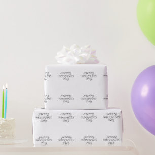 Eenvoudig minimaal elegant aangepast logo hier bed cadeaupapier