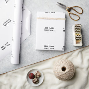 Eenvoudig minimaal elegant aangepast logo hier bed cadeaupapier