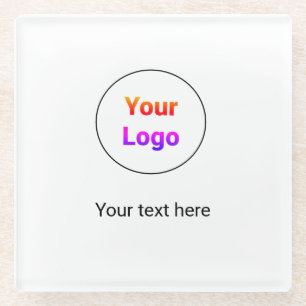 Eenvoudig minimaal elegant aangepast logo hier bed glazen onderzetter