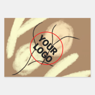 Eenvoudig minimaal elegant aangepast logo hier bed inpakpapier vel