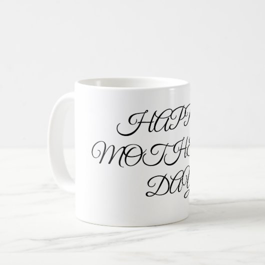 Eenvoudig minimaal elegant aangepast logo hier bed koffiemok (Voorkant links)