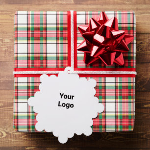 Eenvoudig minimaal elegant aangepast logo hier bed ornament kaart