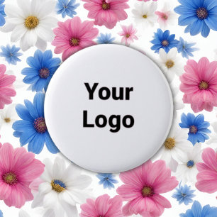 Eenvoudig minimaal elegant aangepast logo hier bed ronde button 5,7 cm