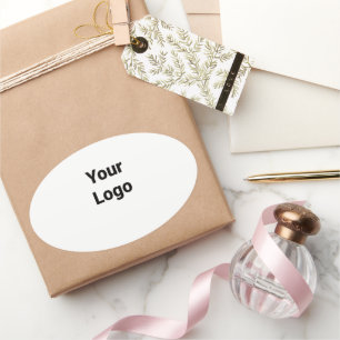 Eenvoudig minimaal elegant aangepast logo in bedri ovale sticker