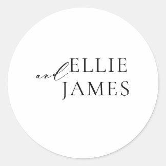 Eenvoudig, minimaal elegant bruidskapje ronde sticker